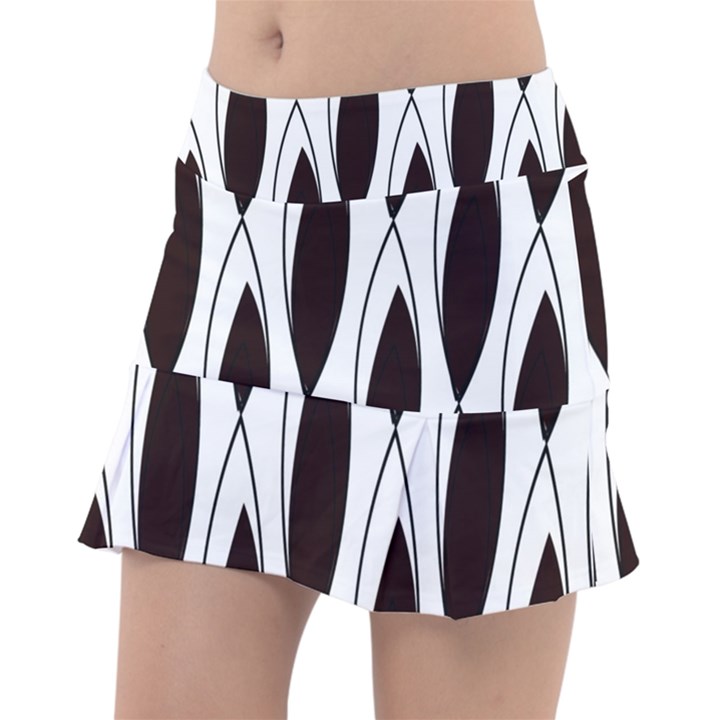 Black Minimalist Leaves Classic Tennis Skirt