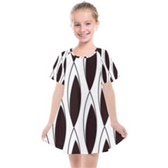 Black Minimalist Leaves Kids  Smock Dress