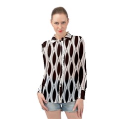 Black Minimalist Leaves Long Sleeve Chiffon Shirt