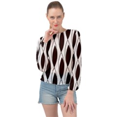 Black Minimalist Leaves Banded Bottom Chiffon Top