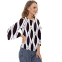 Black Minimalist Leaves Cut Out Wide Sleeve Top View3