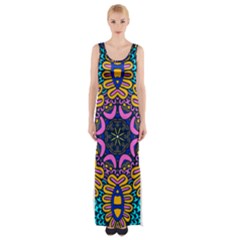 Mandala Fishes   Thigh Split Maxi Dress