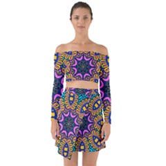 Mandala Fishes   Off Shoulder Top With Skirt Set