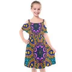 Mandala Fishes   Kids  Cut Out Shoulders Chiffon Dress by ConteMonfrey