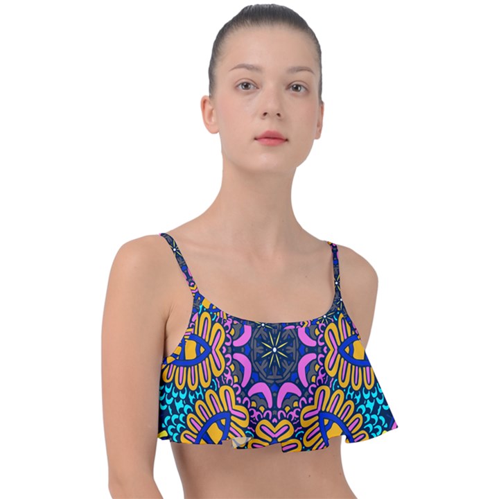 Mandala Fishes   Frill Bikini Top