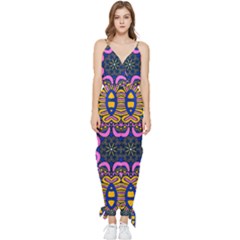 Mandala Fishes   Sleeveless Tie Ankle Chiffon Jumpsuit by ConteMonfrey