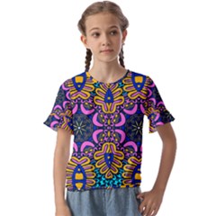 Mandala Fishes   Kids  Cuff Sleeve Scrunch Bottom T-shirt