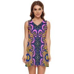 Mandala Fishes   Tiered Sleeveless Mini Dress