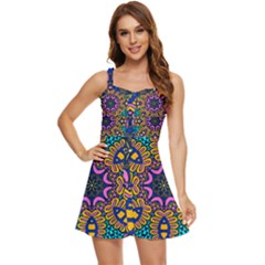 Mandala Fishes   Ruffle Edge Bra Cup Chiffon Mini Dress by ConteMonfrey