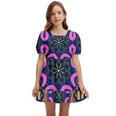 Mandala Fishes   Kids  Short Sleeve Dolly Dress