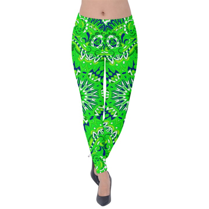 Mandala Flowers   Velvet Leggings