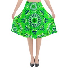 Mandala Flowers   Flared Midi Skirt