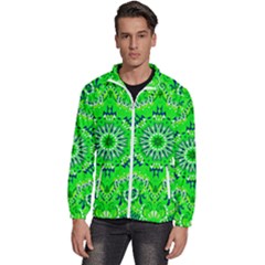 Mandala Flowers   Men s High Neck Windbreaker