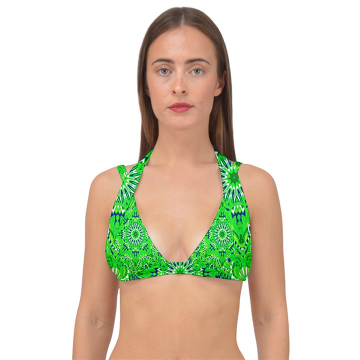 Mandala Flowers   Double Strap Halter Bikini Top