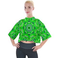 Mandala Flowers   Mock Neck T-shirt