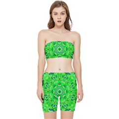 Mandala Flowers   Stretch Shorts And Tube Top Set