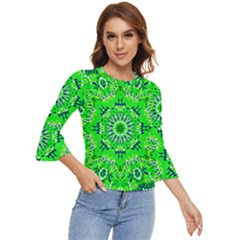 Mandala Flowers   Bell Sleeve Top