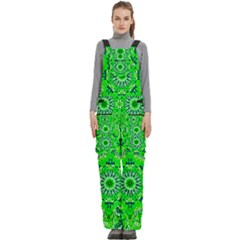 Mandala Flowers   Women s Side Zip Front Pouch Ski And Snowboard Bib Pants	