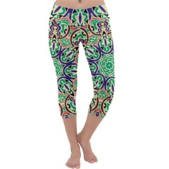 Cold Colors Mandala   Capri Yoga Leggings by ConteMonfrey