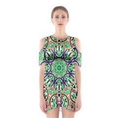 Cold Colors Mandala   Shoulder Cutout One Piece Dress