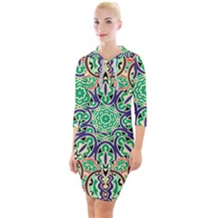 Cold Colors Mandala   Quarter Sleeve Hood Bodycon Dress