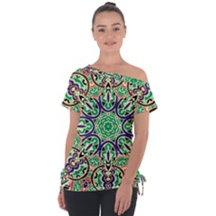 Cold Colors Mandala   Off Shoulder Tie-up T-shirt