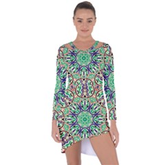 Cold Colors Mandala   Asymmetric Cut-out Shift Dress