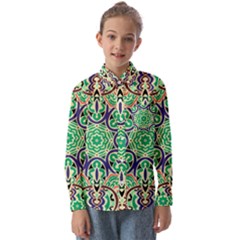 Cold Colors Mandala   Kids  Long Sleeve Shirt