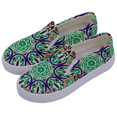 Cold Colors Mandala   Kids  Canvas Slip Ons