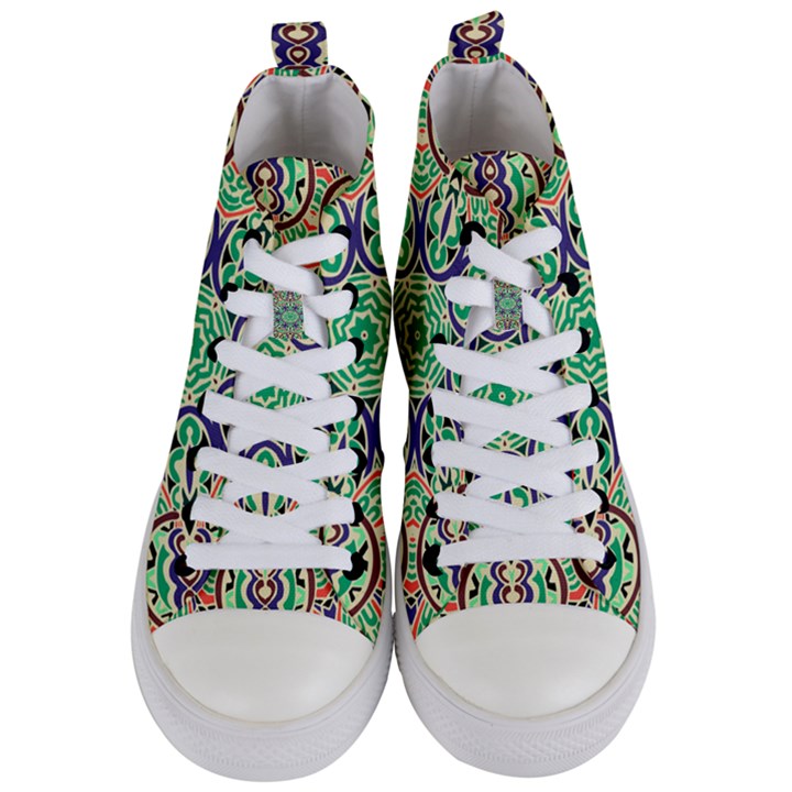 Cold Colors Mandala   Women s Mid-Top Canvas Sneakers