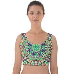 Cold Colors Mandala   Velvet Crop Top