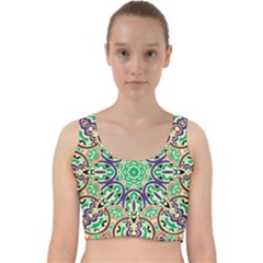 Cold Colors Mandala   Velvet Racer Back Crop Top by ConteMonfrey