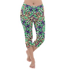 Cold Colors Mandala   Lightweight Velour Capri Yoga Leggings by ConteMonfrey