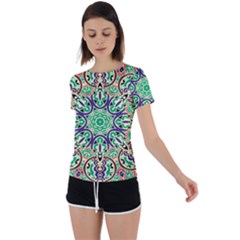 Cold Colors Mandala   Back Circle Cutout Sports T-shirt