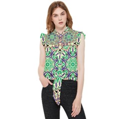 Cold Colors Mandala   Frill Detail Shirt