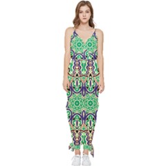 Cold Colors Mandala   Sleeveless Tie Ankle Chiffon Jumpsuit