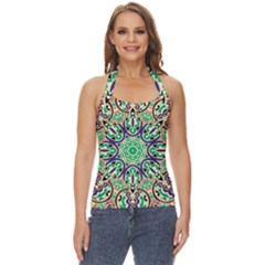 Cold Colors Mandala   Basic Halter Top