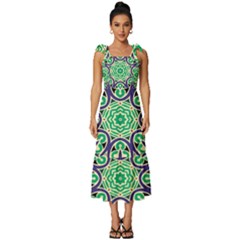 Cold Colors Mandala   Tie-strap Tiered Midi Chiffon Dress