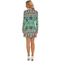 Cold Colors Mandala   Long Sleeve Deep V Mini Dress  View4