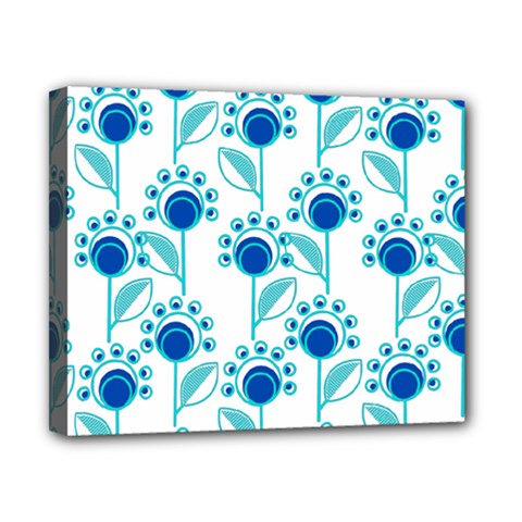 Blue Daisy Minimalist Leaves   Canvas 10  X 8  (stretched)