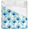 Blue Daisy Minimalist Leaves   Duvet Cover (King Size) View1