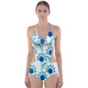 Blue Daisy Minimalist Leaves   Cut-Out One Piece Swimsuit View1