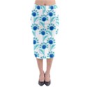 Blue Daisy Minimalist Leaves   Midi Pencil Skirt View1