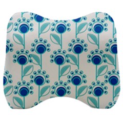 Blue Daisy Minimalist Leaves   Velour Head Support Cushion