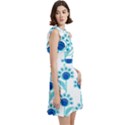 Blue Daisy Minimalist Leaves   Cocktail Party Halter Sleeveless Dress With Pockets View3