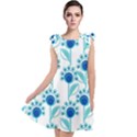 Blue Daisy Minimalist Leaves   Tie Up Tunic Dress View1