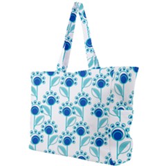 Blue Daisy Minimalist Leaves   Simple Shoulder Bag