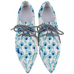 Blue Daisy Minimalist Leaves   Pointed Oxford Shoes