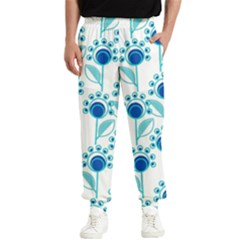 Blue Daisy Minimalist Leaves   Men s Elastic Waist Pants