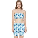 Blue Daisy Minimalist Leaves   Stretch Shorts and Tube Top Set View1